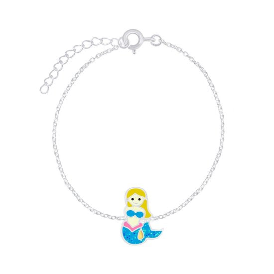 Joy|S - Zilveren zeemeermin armband 14 cm + 3 Mermaid glitter