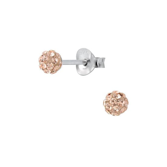 Joy|S - Zilveren petit rond oorbellen - balletje 4 mm - kristal vintage roze