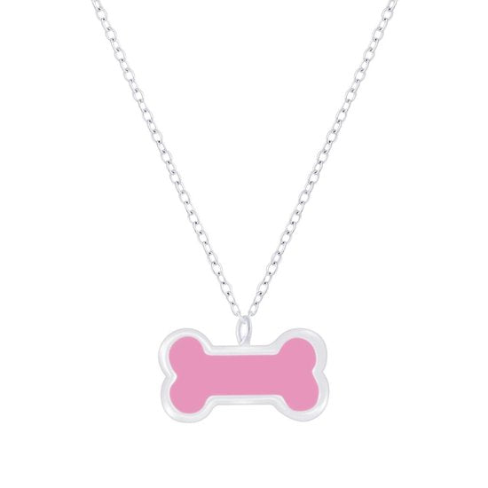Joy|S - Zilveren roze botje hanger met ketting - 36 cm + 5 cm extension