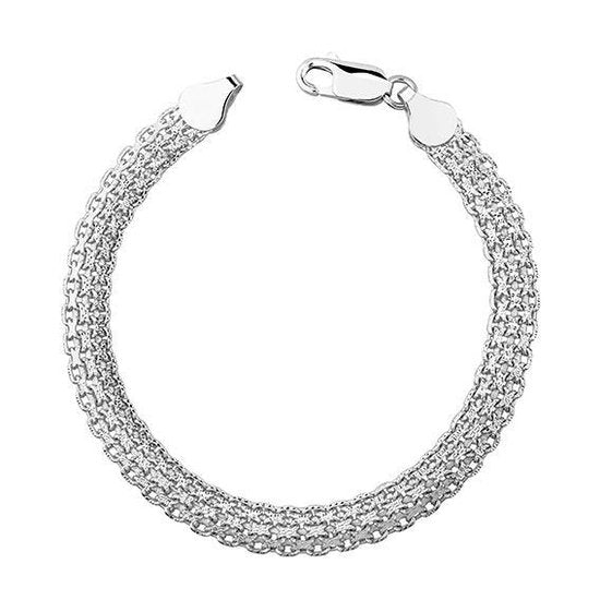 Joy|S - Zilveren armband Bismark schakel - 19 cm - gehodineerd