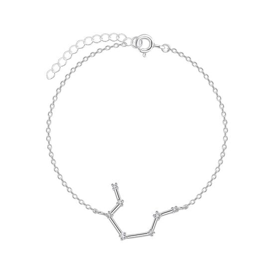 Joy|S - Zilveren sterrenbeeld armband Aquarius Waterman met zirkonia