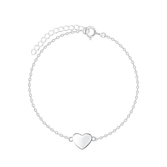 Joy|S - Zilveren hartje armband - 15 cm + 3 cm - voor kinderen / tieners