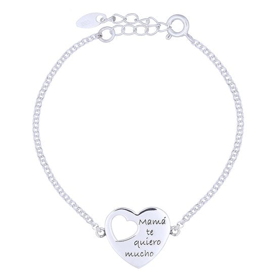 Joy|S - Zilveren hart armband "Mamá te quiero mucho" | Mama ik hou veel van jou