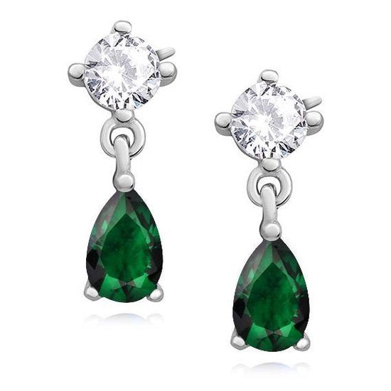 Joy|S - Zilveren elegante druppel oorbellen zirkonia emerald groen