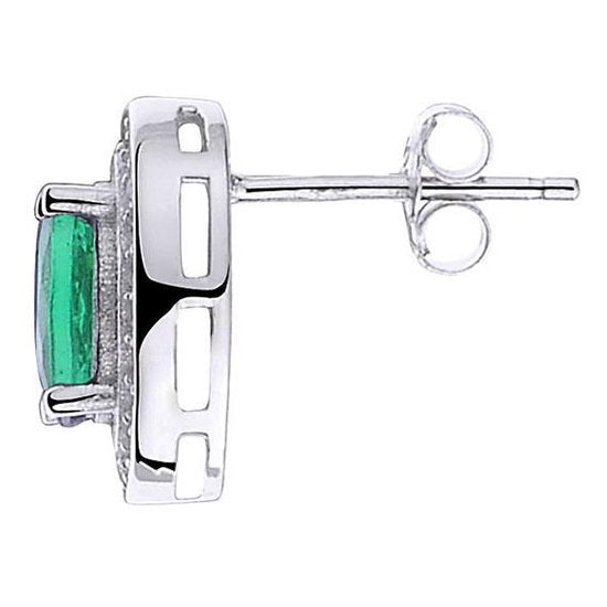 Joy|S - Zilveren classic ovale oorbellen 11.5 x 10 mm emerald groen zirkonia - gehodineerd