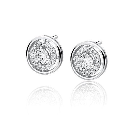 Joy|S - Zilveren rond oorbellen 10 mm zirkonia - gehodineerd