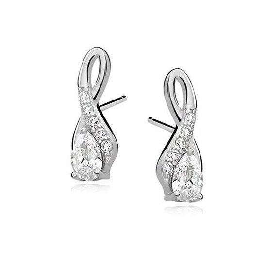 Joy|S - Zilveren klassieke oorbellen - 16.5 x 6.5 mm -zirkonia - Infinity