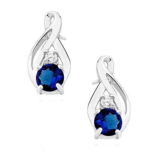 Joy|S - Zilveren oorbellen saffier blauw zirkonia - Infinity - klassiek
