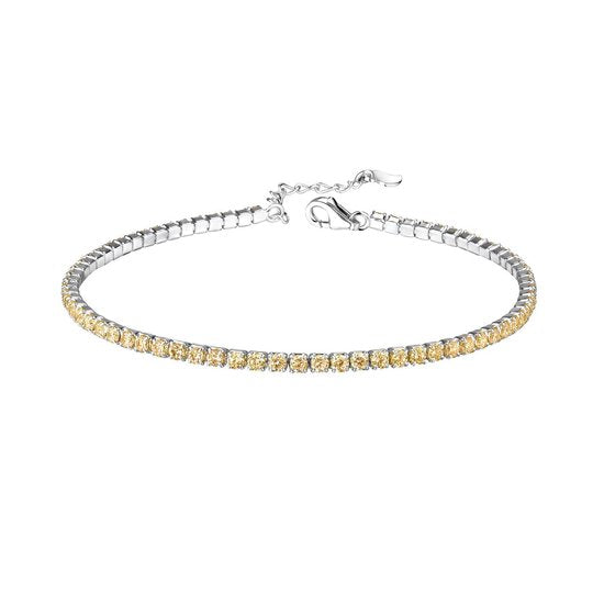 Joy|S - Zilveren tennis armband - zirkonia champagne geel