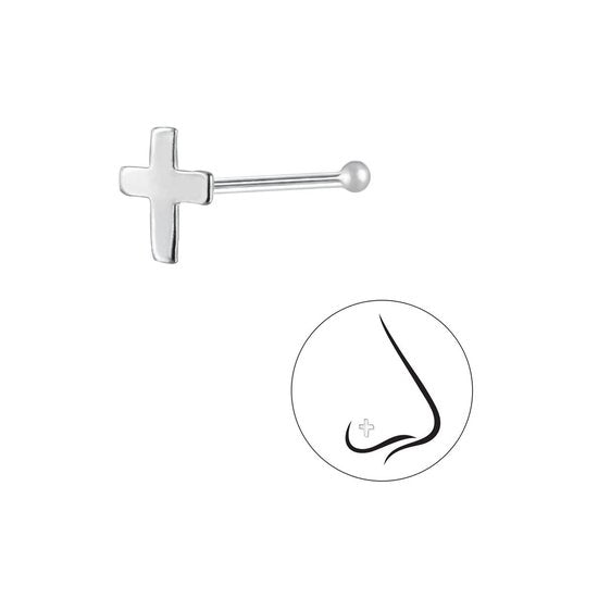 Joy|S - Zilveren kruisje neuspiercing 3 x 4 mm