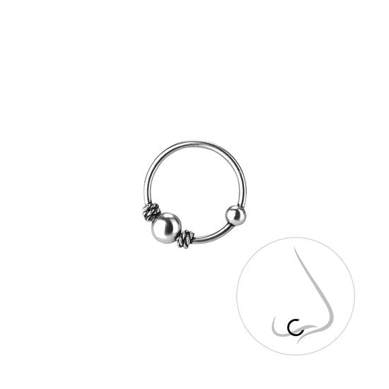 Joy|S - Zilveren neuspiercing Bali - 10 mm - geoxideerd - t39