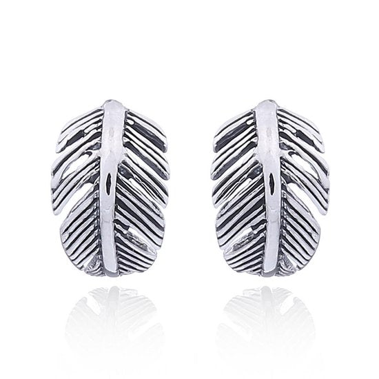 Joy|S - Zilveren Bali veer oorbellen 14 mm  oorringen - geoxideerd