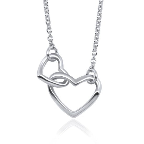 Joy|S - Zilveren dubbele hartjes ketting 42 cm