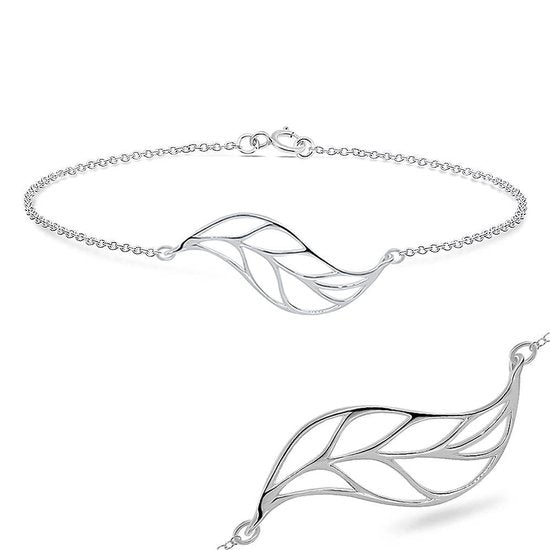 Joy|S - Zilveren blad blaadje armband 18 cm