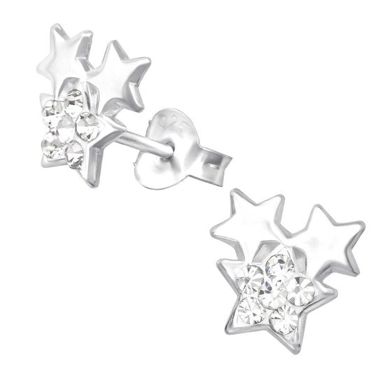 Joy|S - Zilveren triple ster oorbellen - 3 sterren