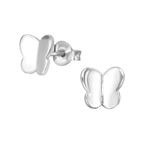 Joy|S - Zilveren vlinder oorbellen 7 mm - egaal