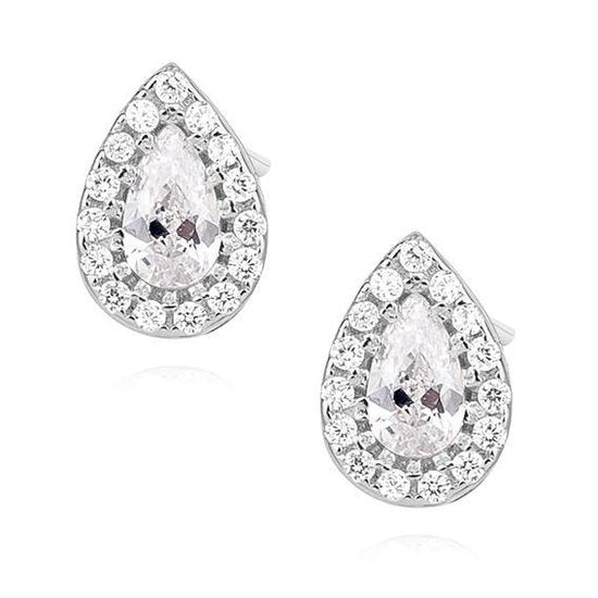 Joy|S - Zilveren elegante teardrop druppel oorbellen zirkonia