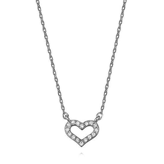 Joy|S - Zilveren puro amore ketting met hartje (10 mm) - zirkonia - gehodineerd