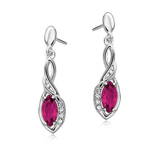 Joy|S - Zilveren a klassieke druppel oorbellen robijn roze zirkonia - Infinity