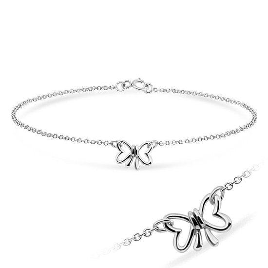Joy|S - Zilveren vlinder armband 18 cm butterfly