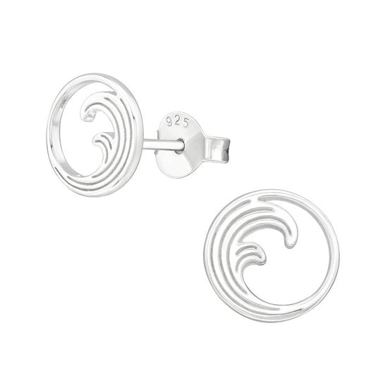 Joy|S - Zilveren ronde oorbellen - 8 mm - "golf"