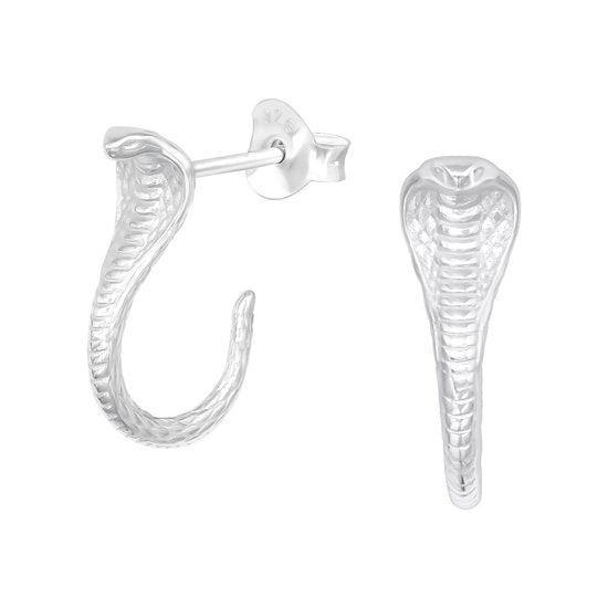 Joy|S - Zilveren slang oorbellen - Cobra - 5 x 15 mm - massief