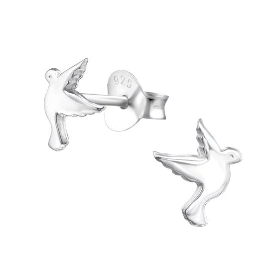 Joy|S - Zilveren vogel oorbellen 6 x 7 mm