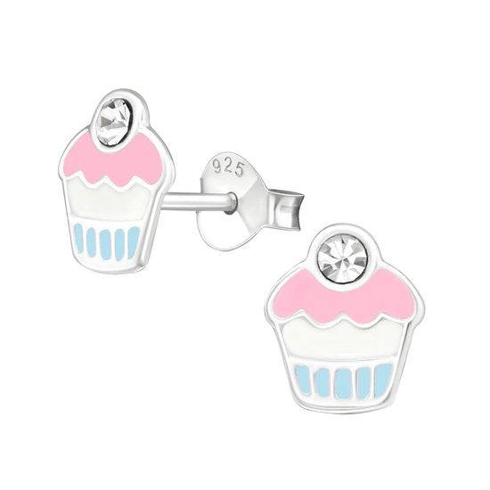 Joy|S - Zilveren cupcake taart oorbellen