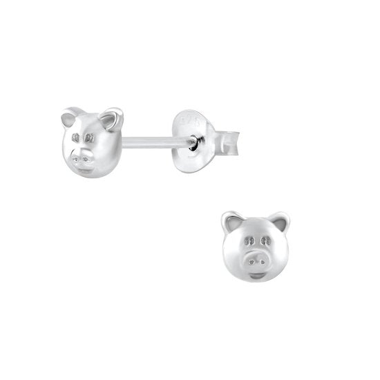 Joy|S - Zilveren varken oorbellen 5 mm