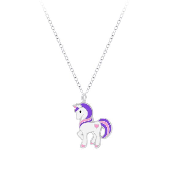 Joy|S - Zilveren pony hanger met ketting eenhoorn 10 x 14 mm