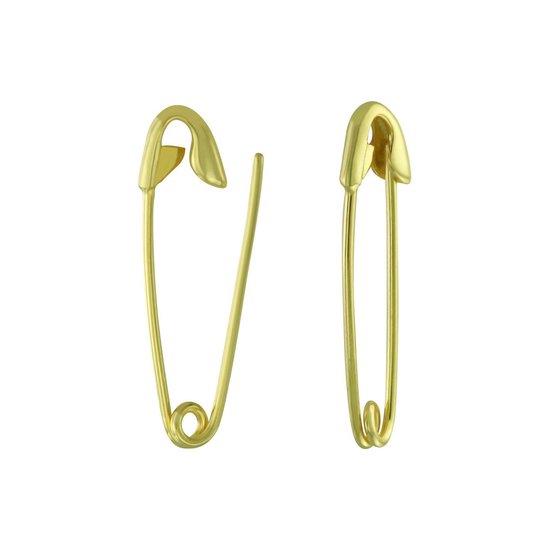 Joy|S - Zilveren veiligheidsspeld oorbellen - 5 x 25 mm - goudplating