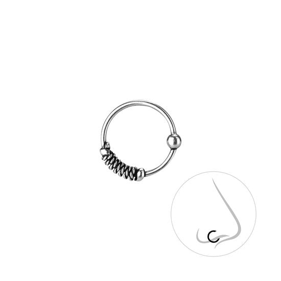 Joy|S - Zilveren neuspiercing Bali - 10 mm - geoxideerd - t40