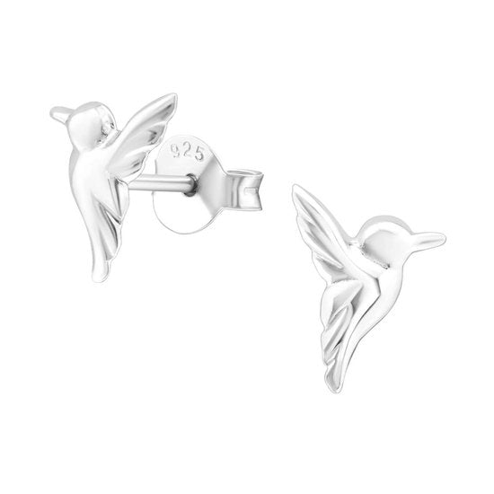 Joy|S - Zilveren vogel oorbellen Kolibri