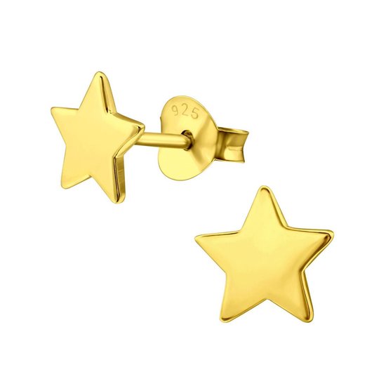 Joy|S - Zilveren ster oorbellen - 7 mm - goudplating