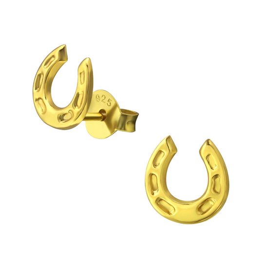 Joy|S - Zilveren hoefijzer oorbellen - 7 mm - goudplating