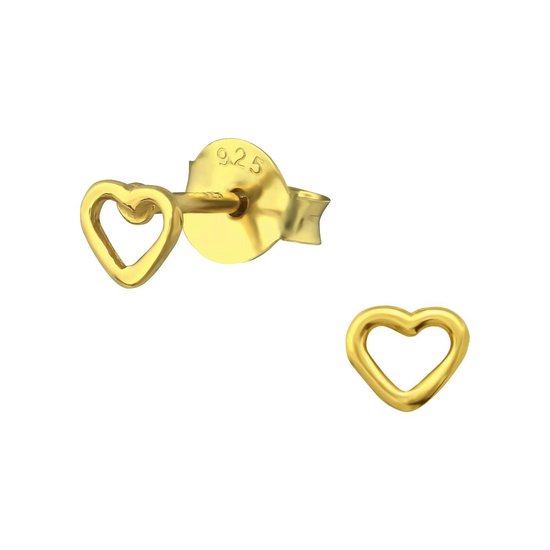 Joy|S - Zilveren petit hartje kinderoorbellen 3.5 mm - goudplating