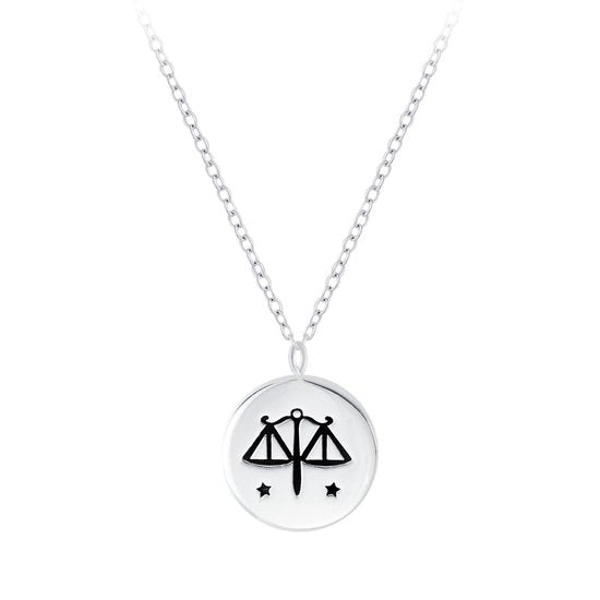 Joy|S - Zilveren sterrenbeeld Libra Weegschaal hanger met ketting