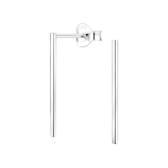 Joy|S - Zilveren Bar oorbellen - staaf - 1 x 20 mm - gepolijst