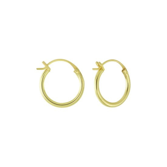 Joy|S - Zilveren 14 mm oorringen - Franse sluiting - goudplating