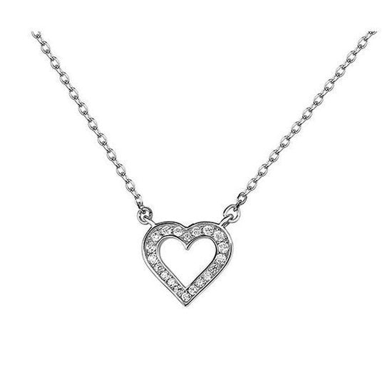 Joy|S - Zilveren puro amore ketting met hartje (12 mm) - zirkonia - gehodineerd