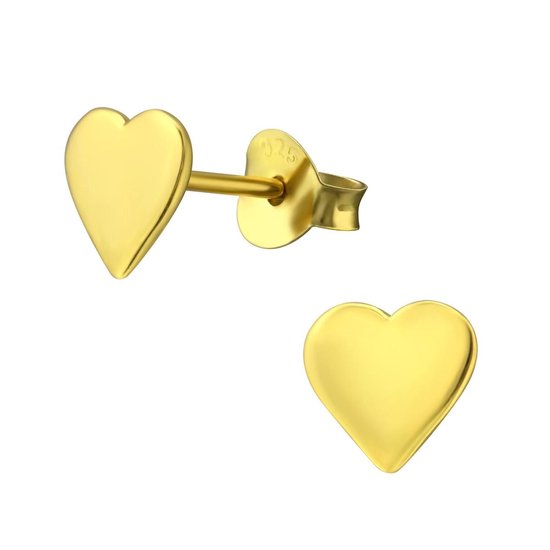 Joy|S - Zilveren hartje oorbellen - 7 mm - goudplating