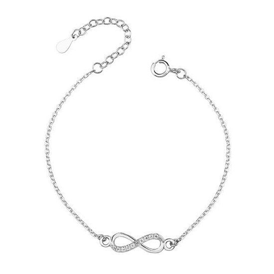Joy|S - Zilveren armband Infinity - zirkonia - gehodineerd