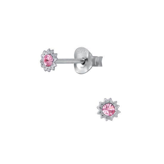 Joy|S - Zilveren mini kinderoorknopjes - 3 mm - sun roze