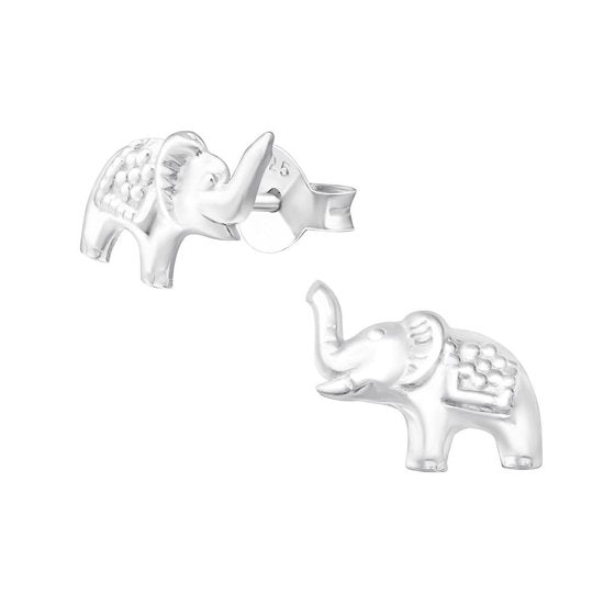 Joy|S - Zilveren olifant oorbellen - 9 x 8 mm