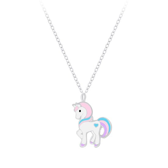 Joy|S - Zilveren pony hanger met ketting eenhoorn 10 x 14 mm
