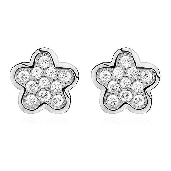 Joy|S - Zilveren bloem oorbellen Daisy 7 mm -zirkonia - gehodineerd