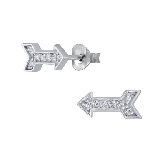 Joy|S - Zilveren Pijl oorbellen - 4 x 10 mm - zirkonia