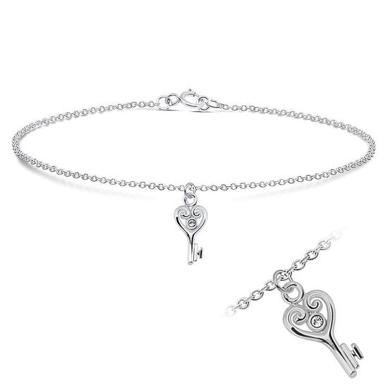 Joy|S - Zilveren sleutel bedel armband 18 cm