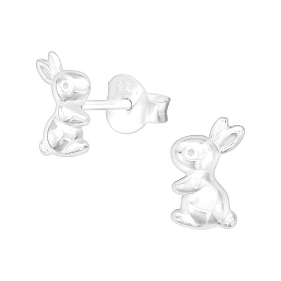 Joy|S - Zilveren konijn oorbellen - 5 x 8 mm - massief