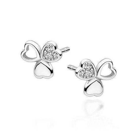 Joy|S - Zilveren klaver oorbellen - 8 mm - zirkonia - gehodineerd